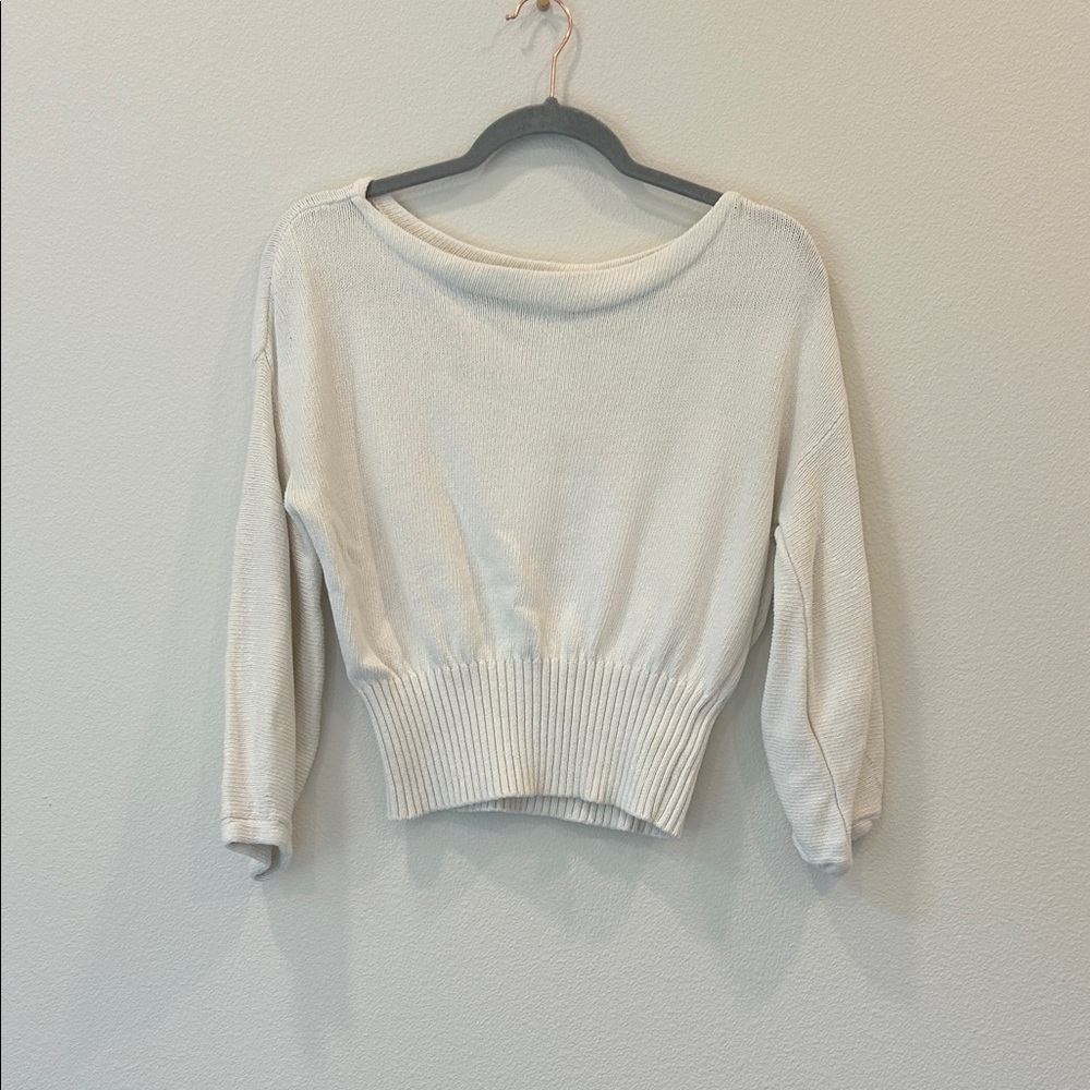 Light Cream Rib-Hem Women's Sweater